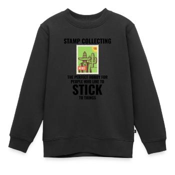 Briefmarkensammler Sammler Philatelist - Kinder Premium Organic Sweatshirt - Schwarz - Vorne - AI Model Kid Female (0cm)
