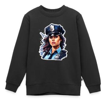 Polizei / Einsatz / Beruf / Job / Einsatzkräfte - Kinder Premium Organic Sweatshirt - Schwarz - Vorne - AI Model Kid Female (0cm)