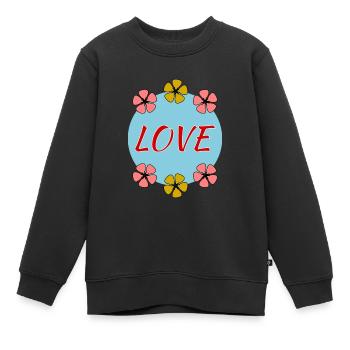 LIEBE. VALENTINSTAG. ICH LIEBE DICH. ICH LIEBE DICH. LIEBE - Kinder Premium Organic Sweatshirt - Schwarz - Vorne - AI Model Kid Female (0cm)