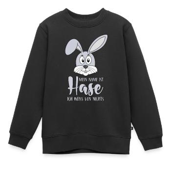 Mein Name ist Hase Ich weiss von nichts - Kinder Premium Organic Sweatshirt - Schwarz - Vorne - AI Model Kid Female (0cm)