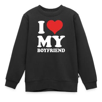 I Love My Boyfriend - Kinder Premium Organic Sweatshirt - Schwarz - Vorne - AI Model Kid Female (0cm)