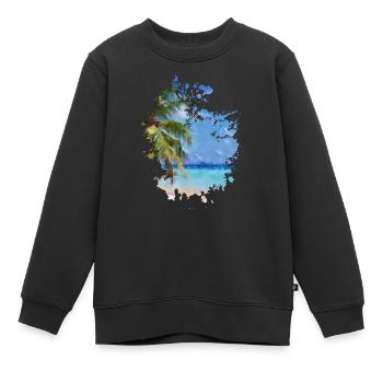 Strand - Kinder Premium Organic Sweatshirt - Schwarz - Vorne - AI Model Kid Female (0cm)