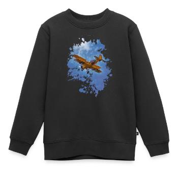 Flugzeug - Kinder Premium Organic Sweatshirt - Schwarz - Vorne - AI Model Kid Female (0cm)