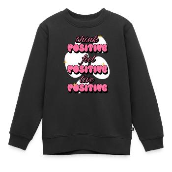 Penser positivement Ressentir Vivre des affirmations positives - Sweat Premium enfant bio - noir - Devant - AI Model Kid Female (0cm)