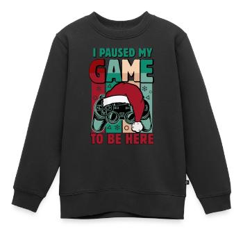 Ich habe das Spiel pausiert, um hier zu sein | Lustiger Spruch - Kinder Premium Organic Sweatshirt - Schwarz - Vorne - AI Model Kid Female (0cm)