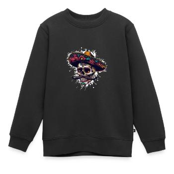 Crâne Mexicain Sombrero - Sweat Premium enfant bio - noir - Devant - AI Model Kid Female (0cm)