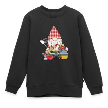 Bäcker Bäckerin Hobbybäcker Backen Wichtel Gnom - Kinder Premium Organic Sweatshirt - Schwarz - Vorne - AI Model Kid Female (0cm)