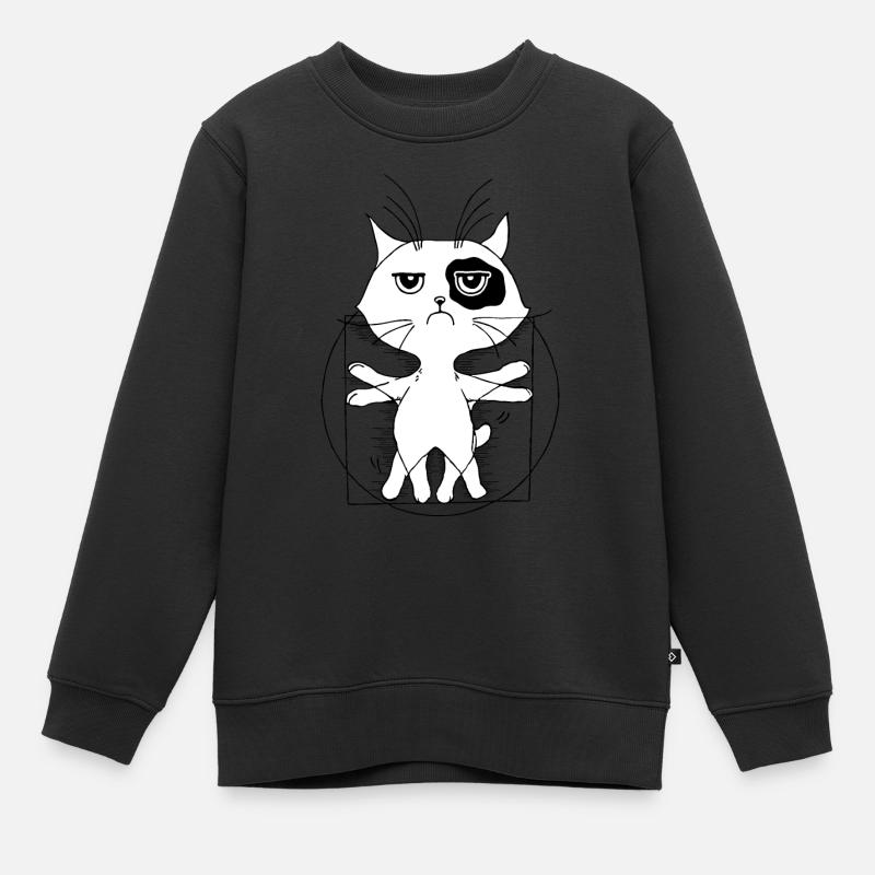 Chat de Vinci - Sweat Premium enfant bio - noir