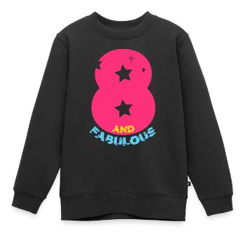 8 ET FABULEUSE LICORNE 8E ANNIVERSAIRE - Sweat Premium enfant bio - noir - Devant - AI Model Kid Female (0cm)