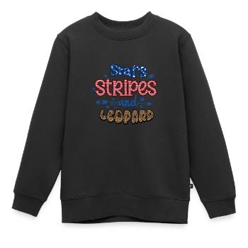 Stars Stripes and Leopard - Kinder Premium Organic Sweatshirt - Schwarz - Vorne - AI Model Kid Female (0cm)