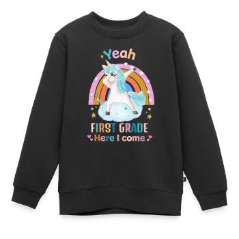 École Première année - Sweat Premium enfant bio - noir - Devant - AI Model Kid Female (0cm)