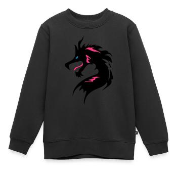 OolCool Dragon Head-I Love Dragon- 龍 - Kinder Premium Organic Sweatshirt - Schwarz - Vorne - AI Model Kid Female (0cm)