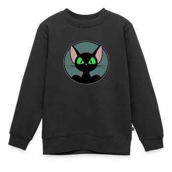 coole Katze, süße Katze, Sticker, Shirt, T-Shirt - Kinder Premium Organic Sweatshirt - Schwarz - Vorne - AI Model Kid Female (0cm)