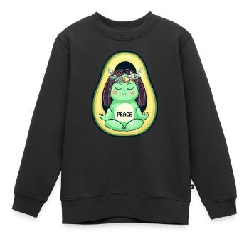 Avocado Hippie Frieden 70er - Kinder Premium Organic Sweatshirt - Schwarz - Vorne - AI Model Kid Female (0cm)