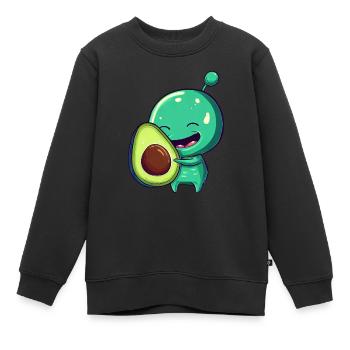 Green Alien Avocado: Fusion exotique - Sweat Premium enfant bio - noir - Devant - AI Model Kid Female (0cm)