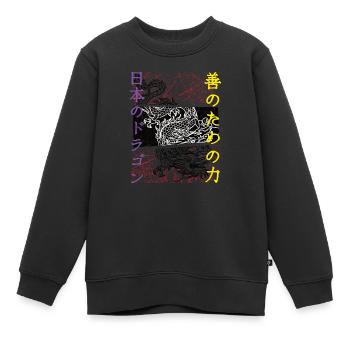 Japan japanischer Drache Vintage - Kinder Premium Organic Sweatshirt - Schwarz - Vorne - AI Model Kid Female (0cm)