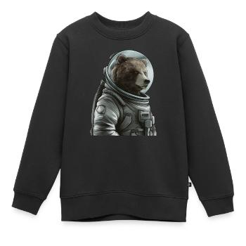 Nachdenklicher Braunbär Astronaut - Kinder Premium Organic Sweatshirt - Schwarz - Vorne - AI Model Kid Female (0cm)
