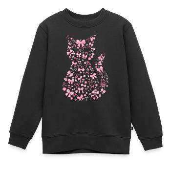 Süße rosa Katze Flirty Schleife Geschenk - Kinder Premium Organic Sweatshirt - Schwarz - Vorne - AI Model Kid Female (0cm)