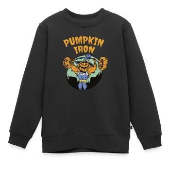 Pumpkin Iron - Halloween Wortwitz - Kinder Premium Organic Sweatshirt - Schwarz - Vorne - AI Model Kid Female (0cm)