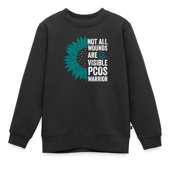 PCOS Kriegerin: Unsichtbarer Kampf - Kinder Premium Organic Sweatshirt - Schwarz - Vorne - AI Model Kid Female (0cm)