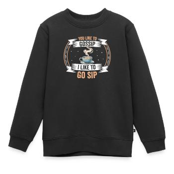 Du Klatschst Ich Schlürfe Kaffeezeit - Kinder Premium Organic Sweatshirt - Schwarz - Vorne - AI Model Kid Female (0cm)