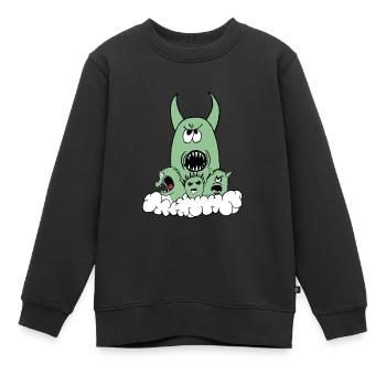 Un équipage de monstres mignon mais terrifiant - Sweat Premium enfant bio - noir - Devant - AI Model Kid Female (0cm)