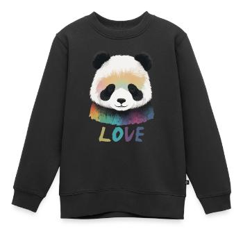 Panda Bär Love Liebe Kinder - Kinder Premium Organic Sweatshirt - Schwarz - Vorne - AI Model Kid Female (0cm)