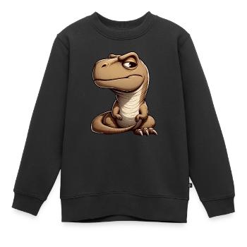 Dinosaure T-Rex curieux et sceptique - Sweat Premium enfant bio - noir - Devant - AI Model Kid Female (0cm)