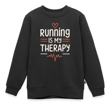 Running is my therapy humour coureuse thérapie - Sweat Premium enfant bio - noir - Devant - AI Model Kid Female (0cm)