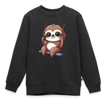 Paresseux mignon sur l’aire de jeux de dessin animé de balançoire - Sweat Premium enfant bio - noir - Devant - AI Model Kid Female (0cm)