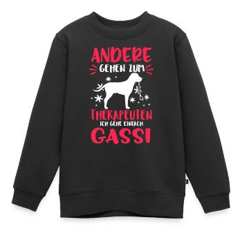 Andere gehen zum Therapeuten ich gehe Gassi - Kinder Premium Organic Sweatshirt - Schwarz - Vorne - AI Model Kid Female (0cm)