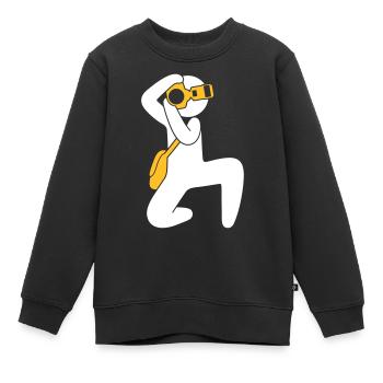 Photograph - Kinder Premium Organic Sweatshirt - Schwarz - Vorne - AI Model Kid Female (0cm)