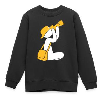 Photographe avec appareil photo - Sweat Premium enfant bio - noir - Devant - AI Model Kid Female (0cm)