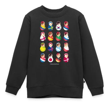 Matroschka Fußball Teams - Kinder Premium Organic Sweatshirt - Schwarz - Vorne - AI Model Kid Female (0cm)