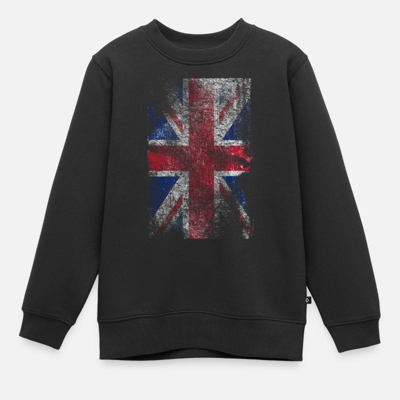 union jack - used look - Kinder Premium Organic Sweatshirt - Schwarz