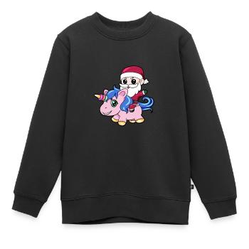 Weihnachtsmann Einhorn Weihnachten Geschenk - Kinder Premium Organic Sweatshirt - Schwarz - Vorne - AI Model Kid Female (0cm)