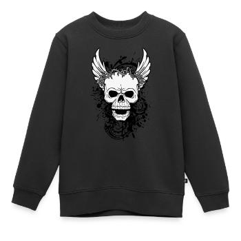 Schädel mit Flügeln - Kinder Premium Organic Sweatshirt - Schwarz - Vorne - AI Model Kid Female (0cm)