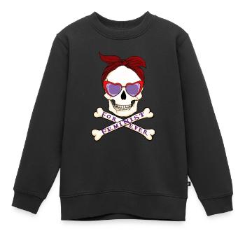 Feministischer Schädel - Kinder Premium Organic Sweatshirt - Schwarz - Vorne - AI Model Kid Female (0cm)