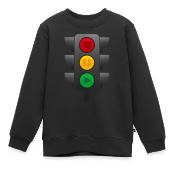Feu de circulation (arrêt, pause, lecture) - Sweat Premium enfant bio - noir - Devant - AI Model Kid Female (0cm)