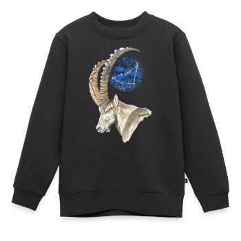 Capricorne avec la constellation du Capricorne - Sweat Premium enfant bio - noir - Devant - AI Model Kid Female (0cm)