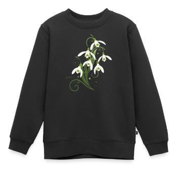 Zarte Schneeglöckchen mit Ornamenten und Ranken - Kinder Premium Organic Sweatshirt - Schwarz - Vorne - AI Model Kid Female (0cm)