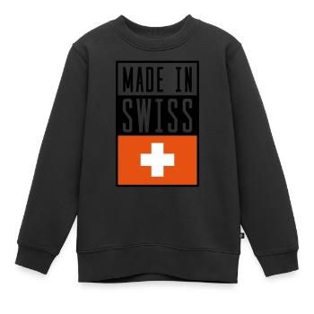 swiss made in - Kinder Premium Organic Sweatshirt - Schwarz - Vorne - AI Model Kid Female (0cm)