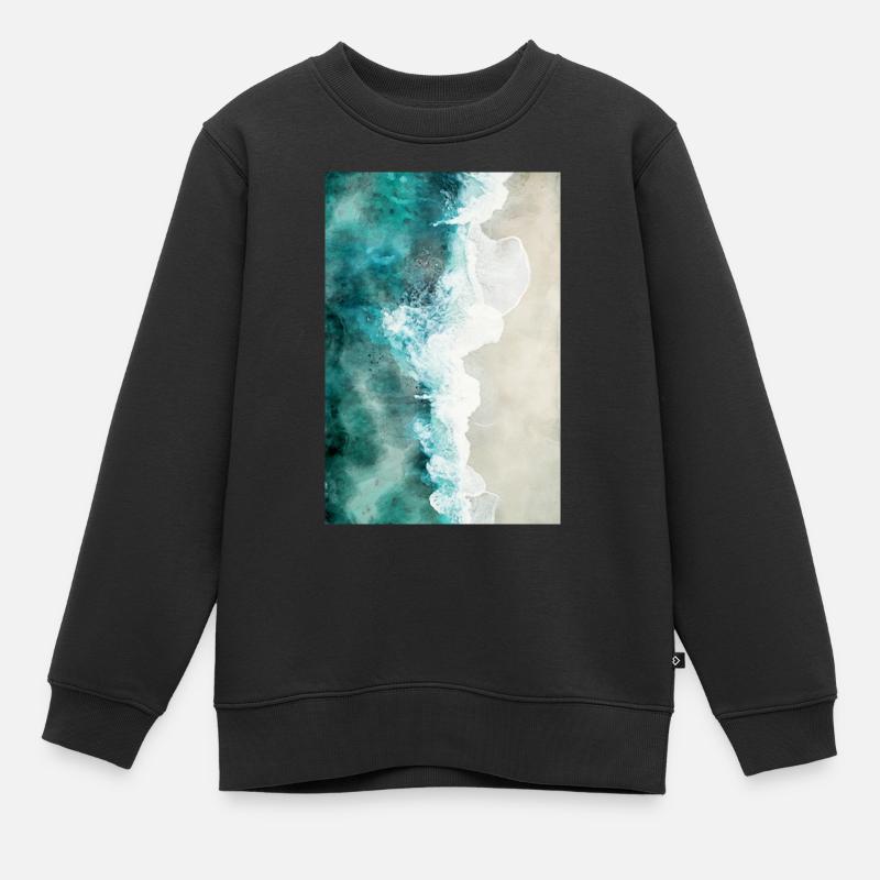 Belle plage de rêve peinte à l'aquarelle - Sweat Premium enfant bio - noir