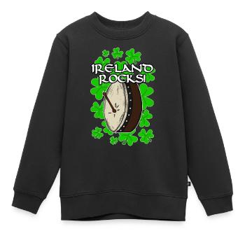 Irland Rocks Bodhran Irish St Patrick es Day - Kinder Premium Organic Sweatshirt - Schwarz - Vorne - AI Model Kid Female (0cm)