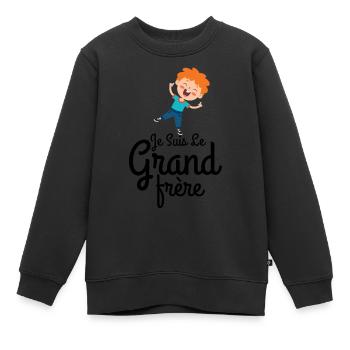 Je suis le grand frère - Sweat Premium enfant bio - noir - Devant - AI Model Kid Female (0cm)