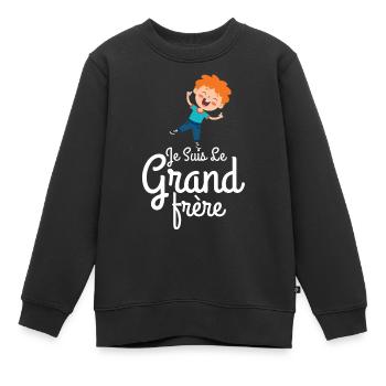 Je suis le grand frère - Sweat Premium enfant bio - noir - Devant - AI Model Kid Female (0cm)