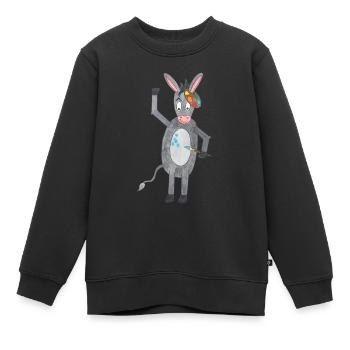 Esel mit Pinsel und Farbpalette - Kinder Premium Organic Sweatshirt - Schwarz - Vorne - AI Model Kid Female (0cm)