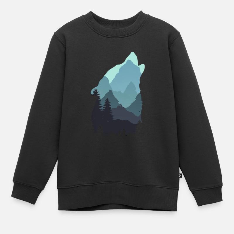 Loup - Sweat Premium enfant bio - noir