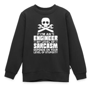 Ingénieur Sarcasme - Sweat Premium enfant bio - noir - Devant - AI Model Kid Female (0cm)
