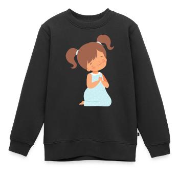 Glaube T-Shirt, beten Sie darauf, beten Sie darüber - Kinder Premium Organic Sweatshirt - Schwarz - Vorne - AI Model Kid Female (0cm)